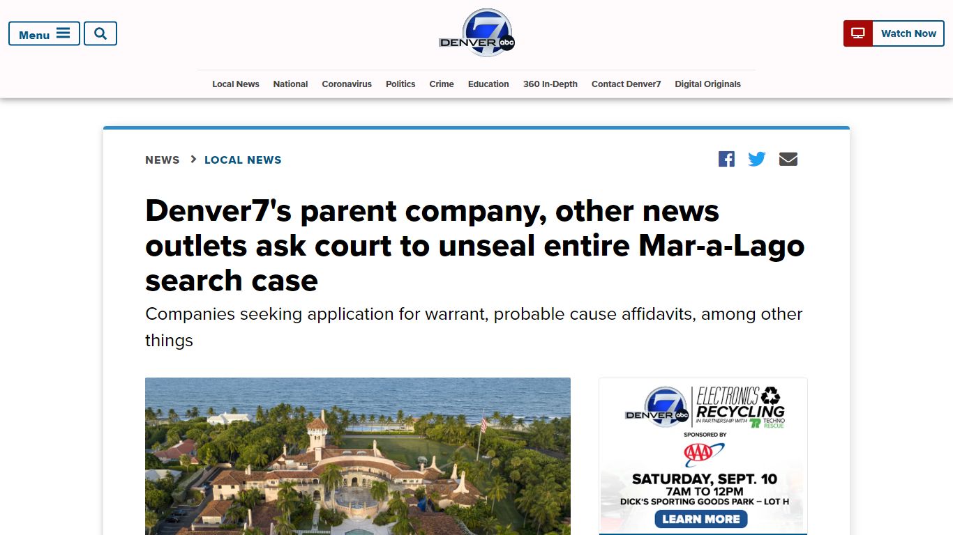 Denver7's parent company asks court to unseal entire Mar-a-Lago search case